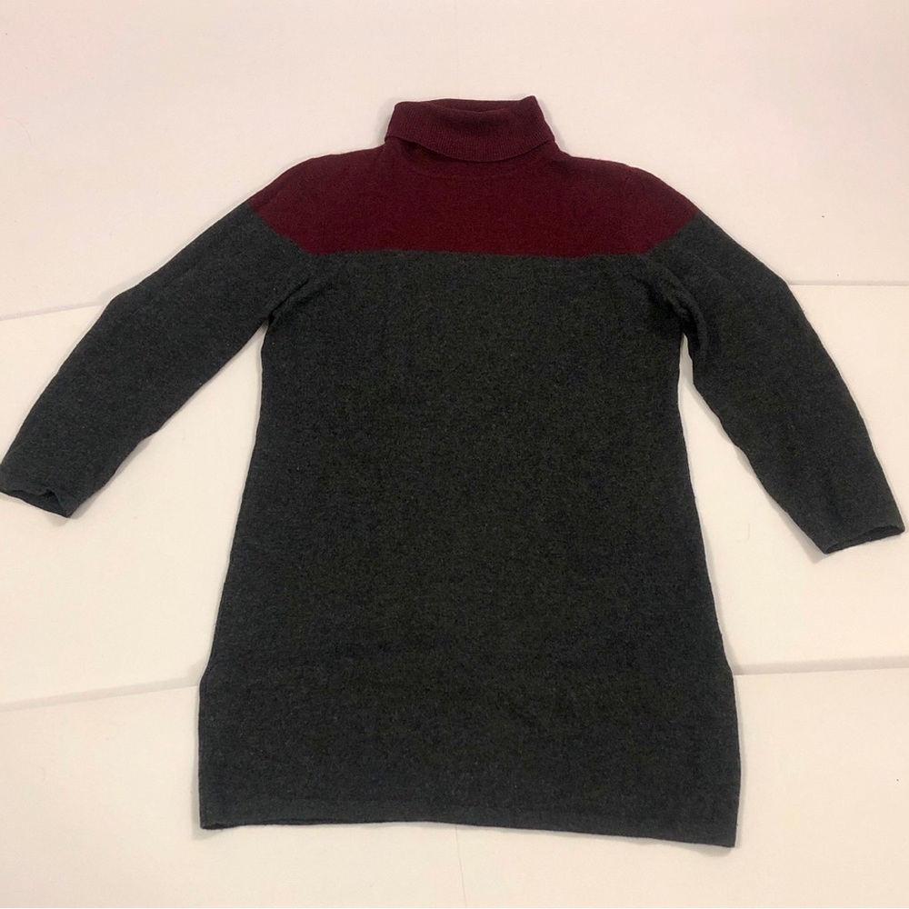 Rino Rossi L/G Dress Sweater Turtleneck Burgundy & Grey 100% Cashmere Excellent